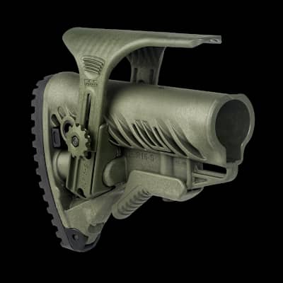 FAB Defense GLR16 Collapsible Buttstock With Cheekriser Green