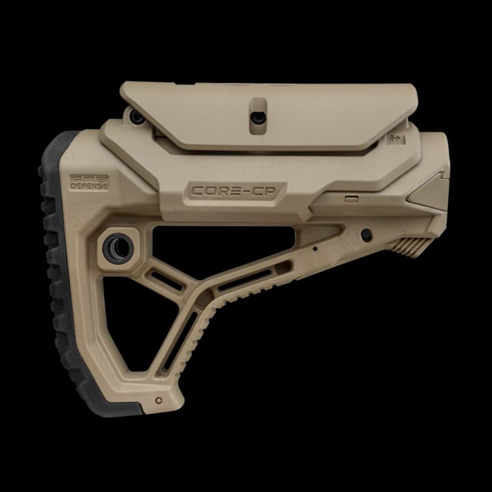 Product Image of FAB Defense GL Core Collapsible AR15 Buttstock With Cheekriser Tan