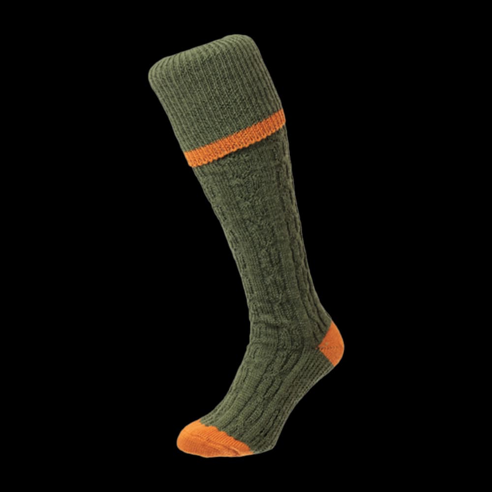 Product Image of Cable Striped Shooting Socks Olive