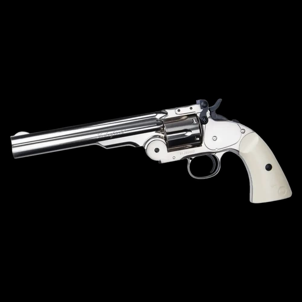 Product Image of ASG Schofield Air Pistol Silver & Ivory .177 Pellet