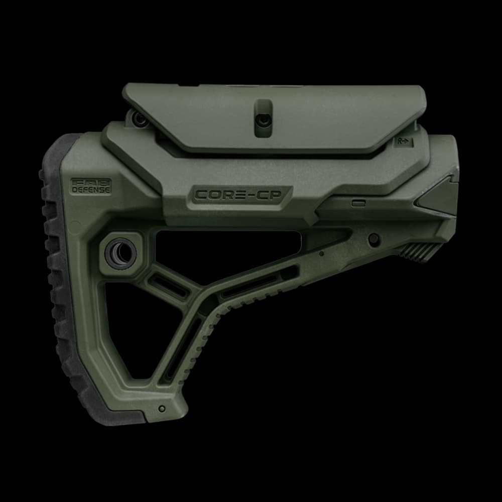 Product Image of FAB Defense GL Core Collapsible AR15 Buttstock With Cheekriser Green