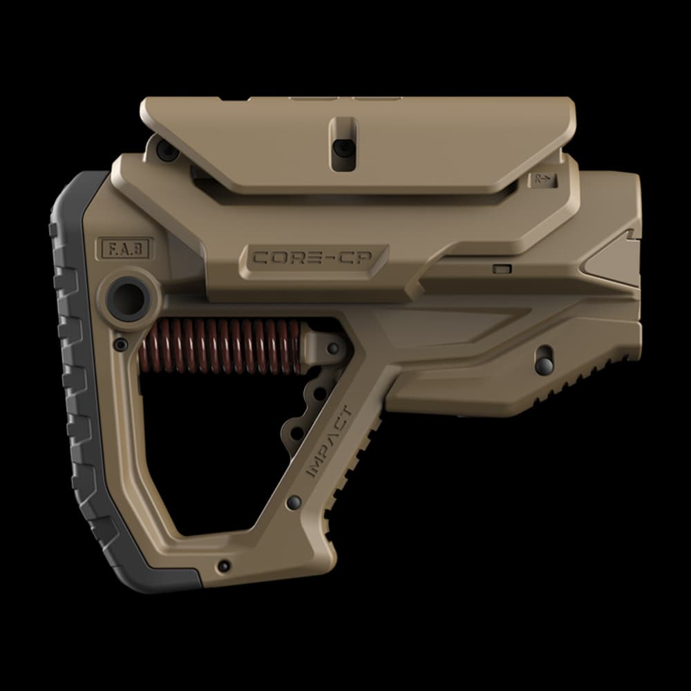 Product Image of FAB Defense GL Core Impact Collapsible AR15 Buttstock With Cheekriser Tan