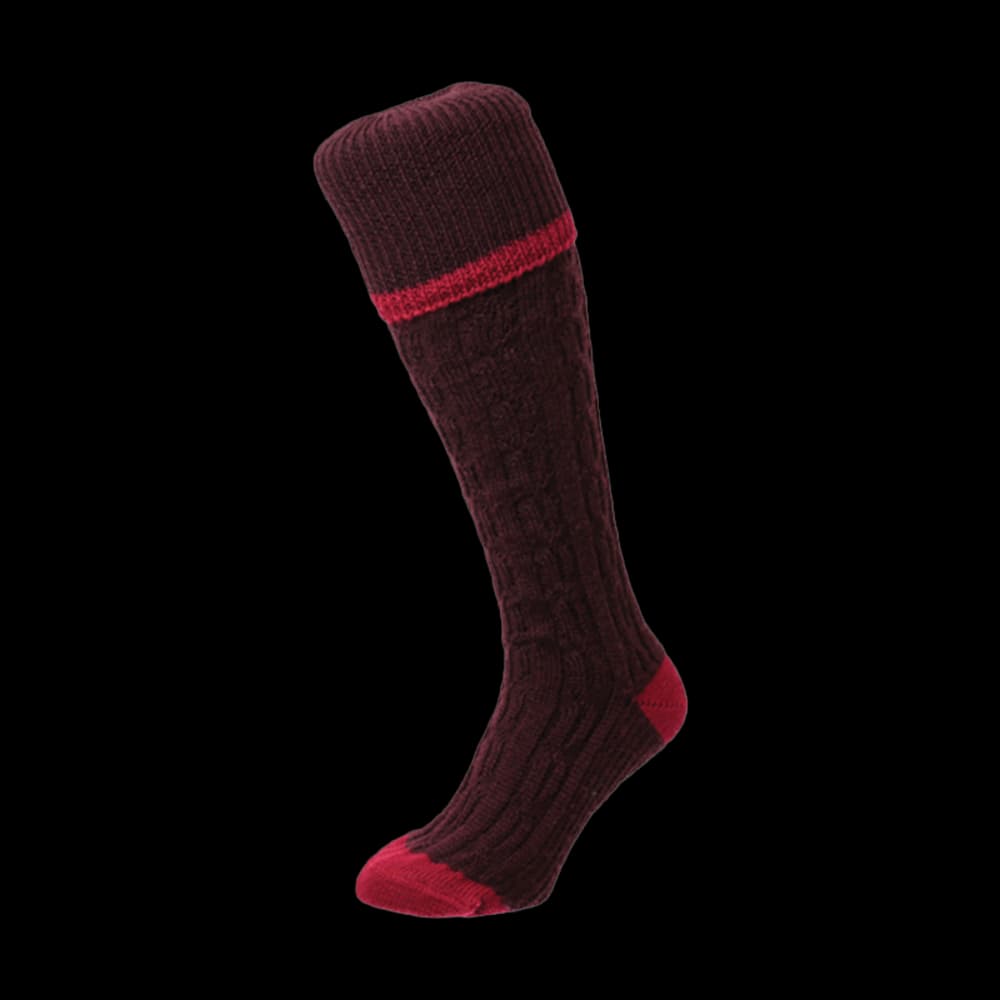 Product Image of Cable Striped Shooting Socks Maroon