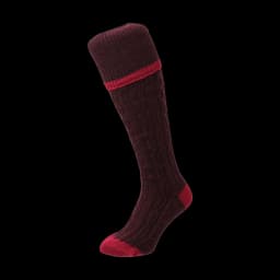 Image of Cable Striped Shooting Socks Maroon