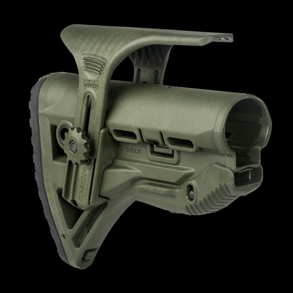 Product Image of FAB Defense GL Shock Collapsible AR15 Buttstock With Cheekriser Green