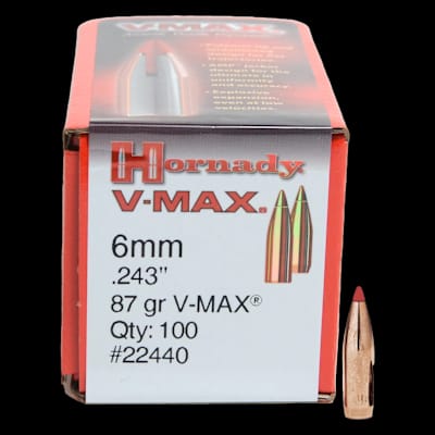 Buy Hornady V-Max 6mm 87gr Bullets (100) at Shooting Supplies