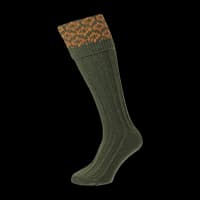 Patterened Top Shooting Socks Olive