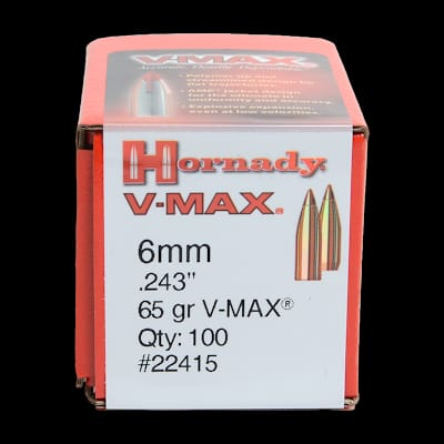Buy Hornady 6mm 65gr V-Max (100) at Shooting Supplies