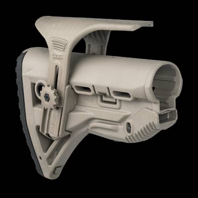 FAB Defense GL Shock Collapsible AR15 Buttstock With Cheekriser Tan