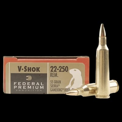 Buy Federal Sierra Gameking Boat Tail V-Shock 22-250 55gr at Shooting Supplies